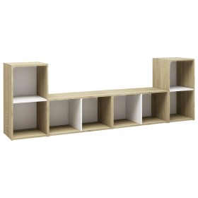 vidaXL TV-Schränke 4 Stk. Weiß Sonoma-Eiche 72x35x36,5cm Holzwerkstoff