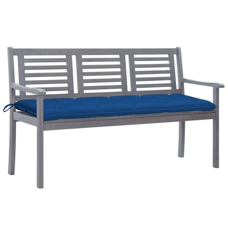 vidaXL 3-Sitzer-Gartenbank mit Auflage 150 cm Grau Eukalyptusholz vidaXL 3-Sitzer-Gartenbank mit Auflage 150 cm Grau Eukalyptusholz