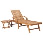 vidaXL Sonnenliege mit Tisch und Auflage Massivholz Teak vidaXL Sonnenliege mit Tisch und Auflage Massivholz Teak