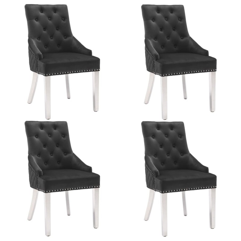 vidaXL Esszimmerstühle 4 Stk. Schwarz Samt vidaXL Esszimmerstühle 4 Stk. Schwarz Samt