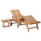 vidaXL Sonnenliege mit Tisch und Auflage Massivholz Teak vidaXL Sonnenliege mit Tisch und Auflage Massivholz Teak