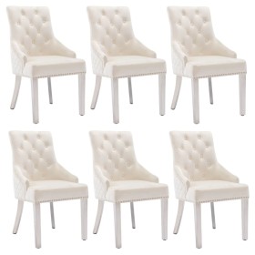 vidaXL Esszimmerstühle 6 Stk. Creme Samt