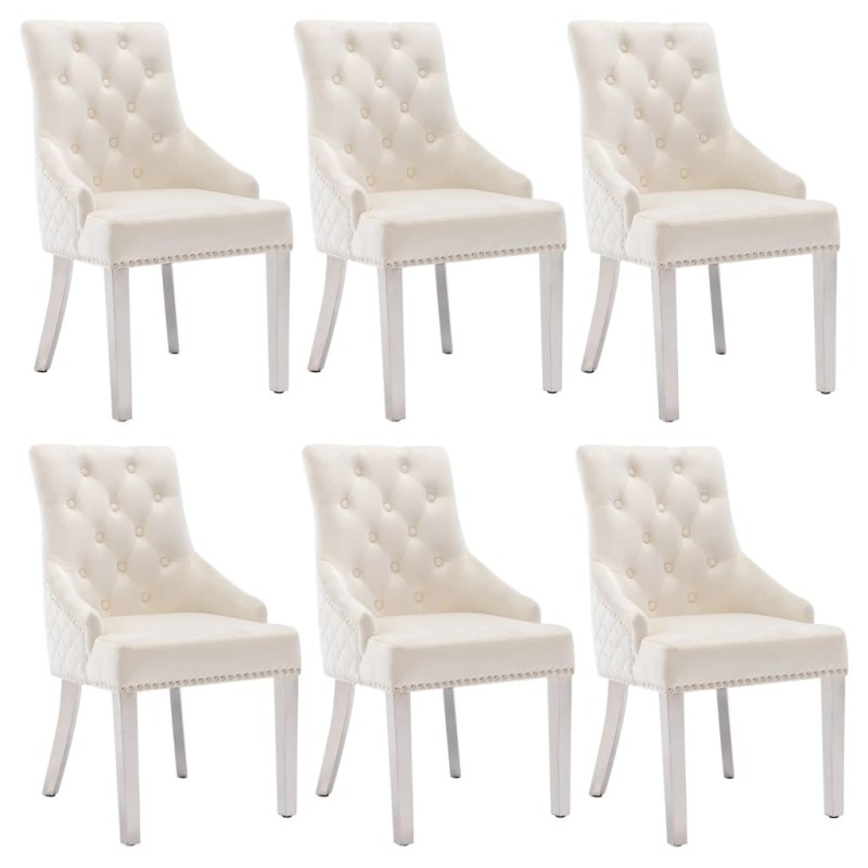 vidaXL Esszimmerstühle 6 Stk. Creme Samt vidaXL Esszimmerstühle 6 Stk. Creme Samt