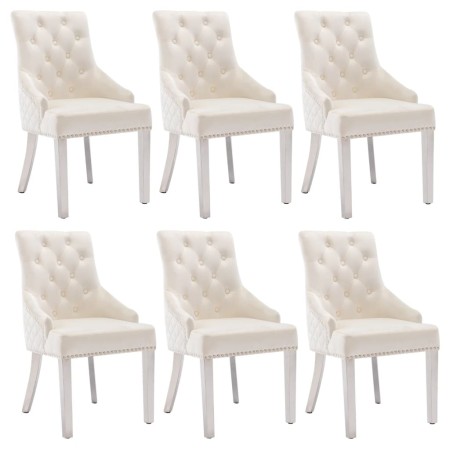 vidaXL Esszimmerstühle 6 Stk. Creme Samt