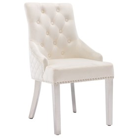 vidaXL Esszimmerstühle 6 Stk. Creme Samt