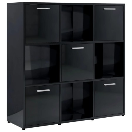 vidaXL Bücherregal Hochglanz-Schwarz 90x30x90 Holzwerkstoff