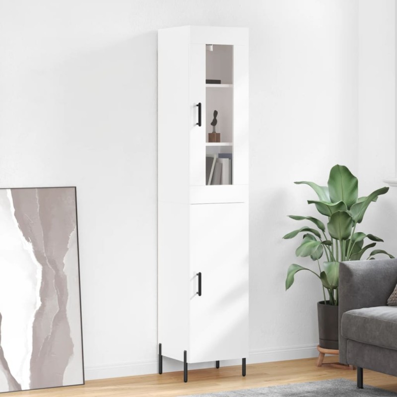 Highboard Hochglanz-Weiß 34,5x34x180 cm Holzwerkstoff Highboard Hochglanz-Weiß 34,5x34x180 cm Holzwerkstoff