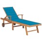 Sonnenliege mit Auflage Blau Massivholz Teak Sonnenliege mit Auflage Blau Massivholz Teak