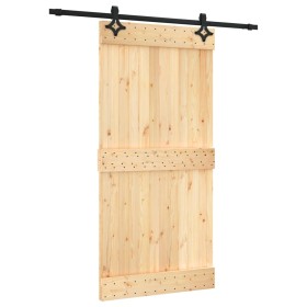 vidaXL Schiebetür mit Beschlag 100x210 cm Massivholz Kiefer