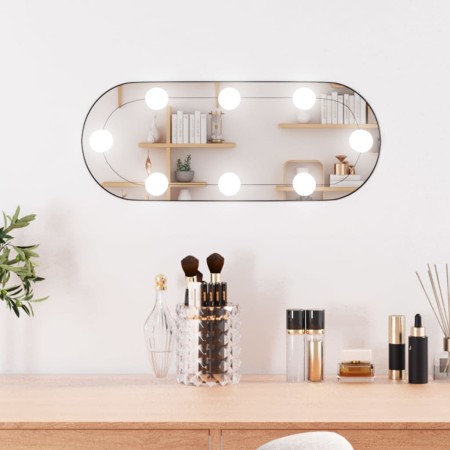 vidaXL Wandspiegel mit LED-Leuchten 25x60 cm Glas Oval
