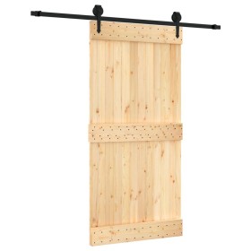 vidaXL Schiebetür mit Beschlag 100x210 cm Massivholz Kiefer