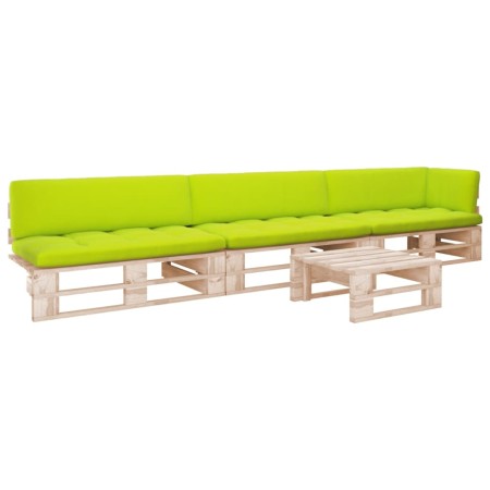 vidaXL 4-tlg. Paletten-Lounge-Set mit Kissen Imprägniertes Kiefernholz