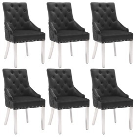 vidaXL Esszimmerstühle 6 Stk. Schwarz Samt