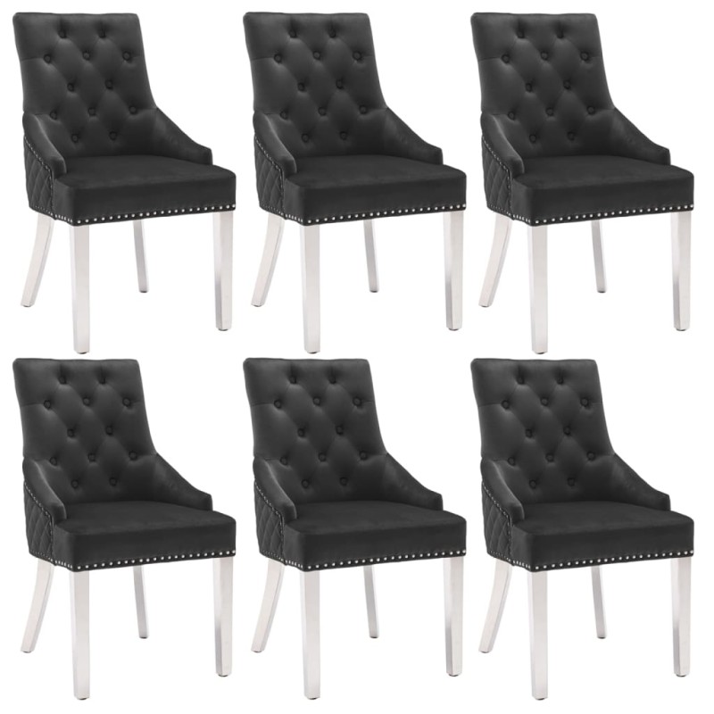 vidaXL Esszimmerstühle 6 Stk. Schwarz Samt vidaXL Esszimmerstühle 6 Stk. Schwarz Samt
