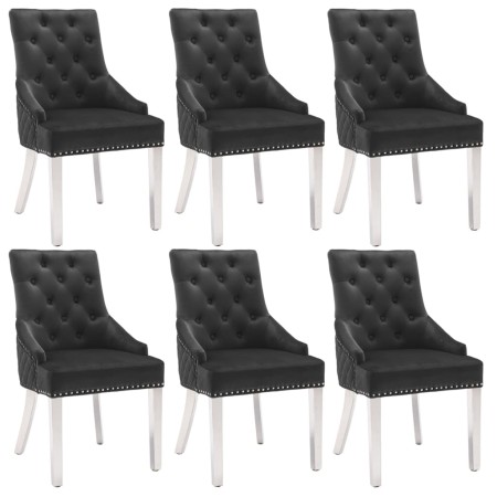 vidaXL Esszimmerstühle 6 Stk. Schwarz Samt