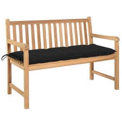 Gartenbank mit Schwarzer Auflage 120 cm Massivholz Teak