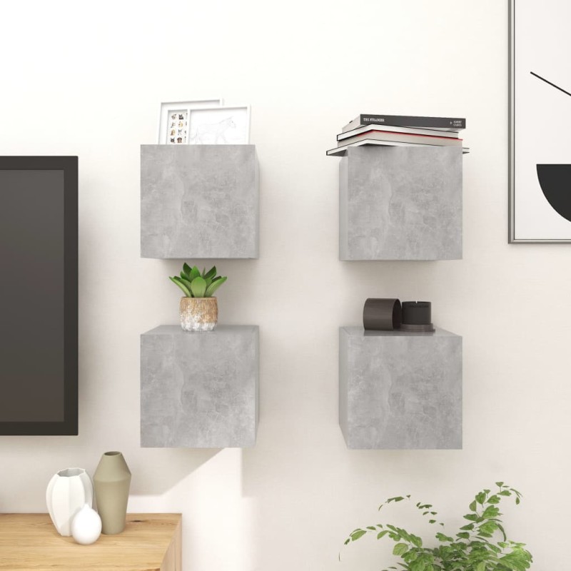 vidaXL TV-Wandschränke 4 Stk. Betongrau 30,5x30x30 cm vidaXL TV-Wandschränke 4 Stk. Betongrau 30,5x30x30 cm