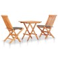 3-tlg. Bistroset mit Grauen Kissen Massivholz Teak 3-tlg. Bistroset mit Grauen Kissen Massivholz Teak