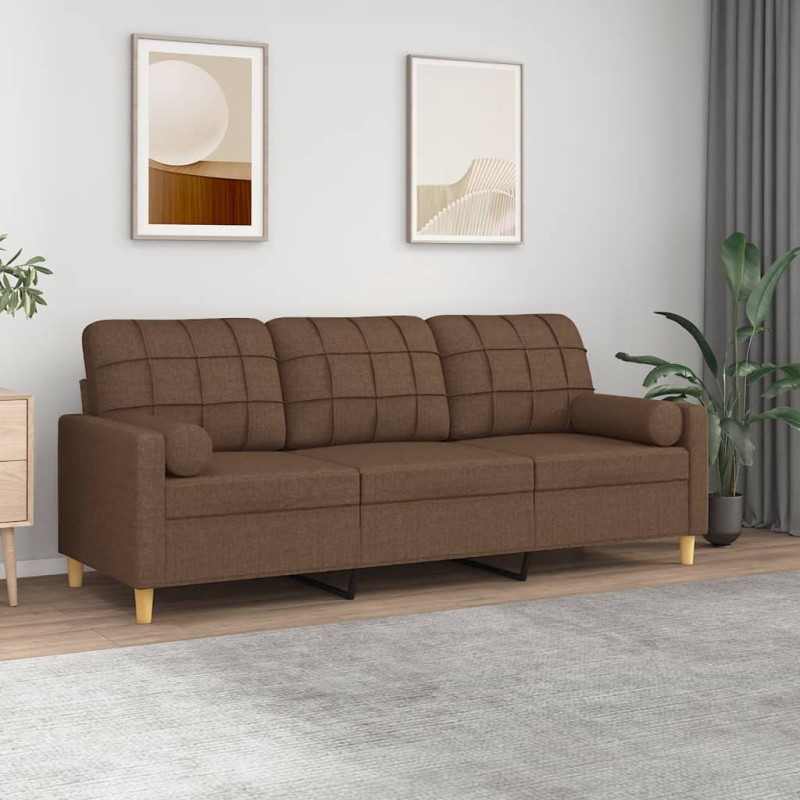 vidaXL 3-Sitzer-Sofa mit Zierkissen Braun 180 cm Stoff vidaXL 3-Sitzer-Sofa mit Zierkissen Braun 180 cm Stoff