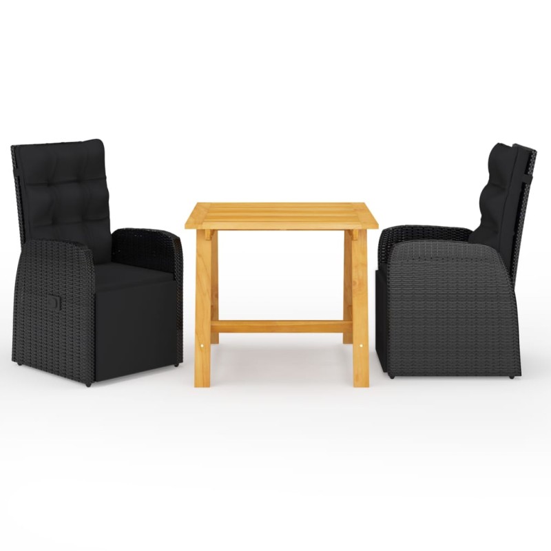 vidaXL 3-tlg. Garten-Essgruppe Schwarz vidaXL 3-tlg. Garten-Essgruppe Schwarz