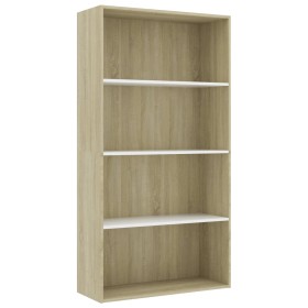 vidaXL Bücherregal 4 Fächer Weiß und Sonoma-Eiche 80x30x151,5 cm