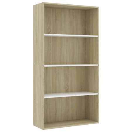 vidaXL Bücherregal 4 Fächer Weiß und Sonoma-Eiche 80x30x151,5 cm