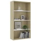 vidaXL Bücherregal 4 Fächer Weiß und Sonoma-Eiche 80x30x151,5 cm vidaXL Bücherregal 4 Fächer Weiß und Sonoma-Eiche 80x30x151,5 cm