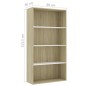 vidaXL Bücherregal 4 Fächer Weiß und Sonoma-Eiche 80x30x151,5 cm vidaXL Bücherregal 4 Fächer Weiß und Sonoma-Eiche 80x30x151,5 cm