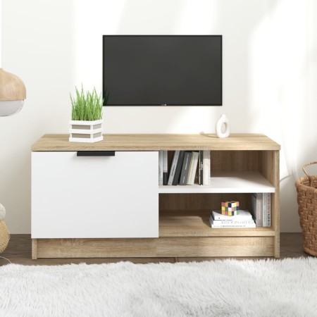 vidaXL TV-Schrank Weiß Sonoma-Eiche 80x35x36,5 cm Holzwerkstoff