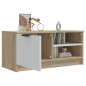 vidaXL TV-Schrank Weiß Sonoma-Eiche 80x35x36,5 cm Holzwerkstoff vidaXL TV-Schrank Weiß Sonoma-Eiche 80x35x36,5 cm Holzwerkstoff