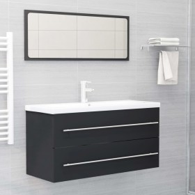 vidaXL 2-tlg. Badmöbel-Set Grau Holzwerkstoff