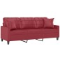 vidaXL 3-Sitzer-Sofa mit Zierkissen Weinrot 180 cm Kunstleder vidaXL 3-Sitzer-Sofa mit Zierkissen Weinrot 180 cm Kunstleder