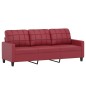 vidaXL 3-Sitzer-Sofa mit Zierkissen Weinrot 180 cm Kunstleder vidaXL 3-Sitzer-Sofa mit Zierkissen Weinrot 180 cm Kunstleder