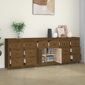 vidaXL Sideboard Honigbraun 230x35x80 cm Massivholz Kiefer