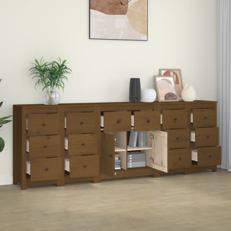 vidaXL Sideboard Honigbraun 230x35x80 cm Massivholz Kiefer