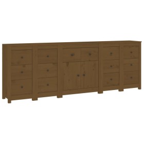 vidaXL Sideboard Honigbraun 230x35x80 cm Massivholz Kiefer