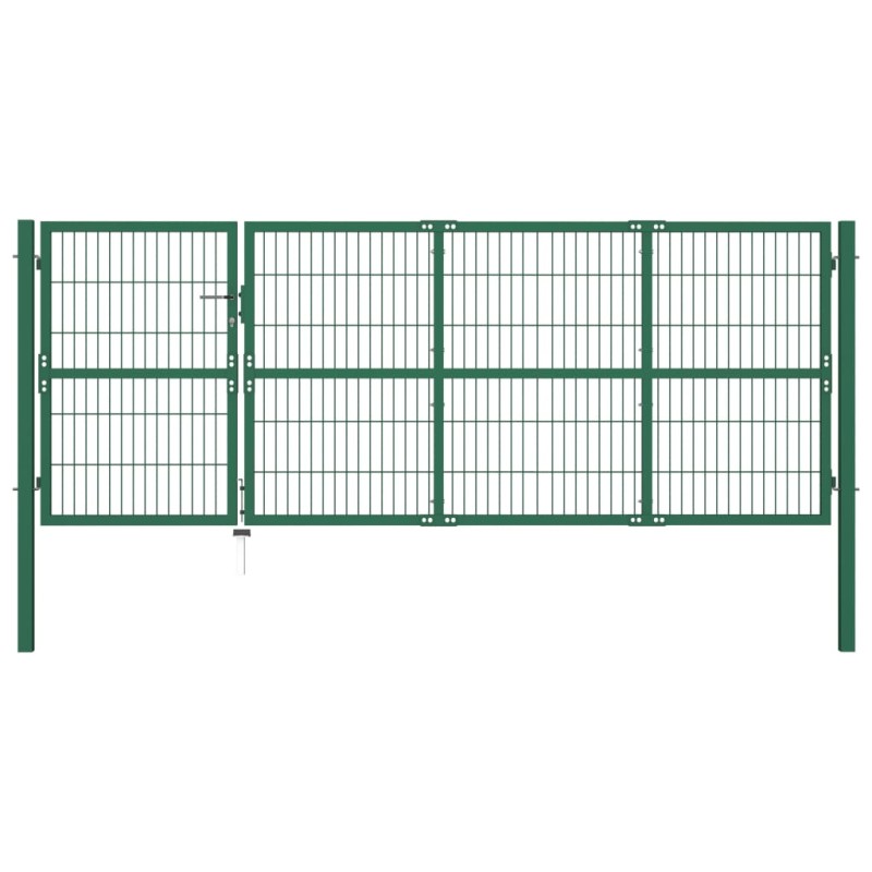 vidaXL Gartentor mit Pfosten 350 x 120 cm Stahl Grün vidaXL Gartentor mit Pfosten 350 x 120 cm Stahl Grün