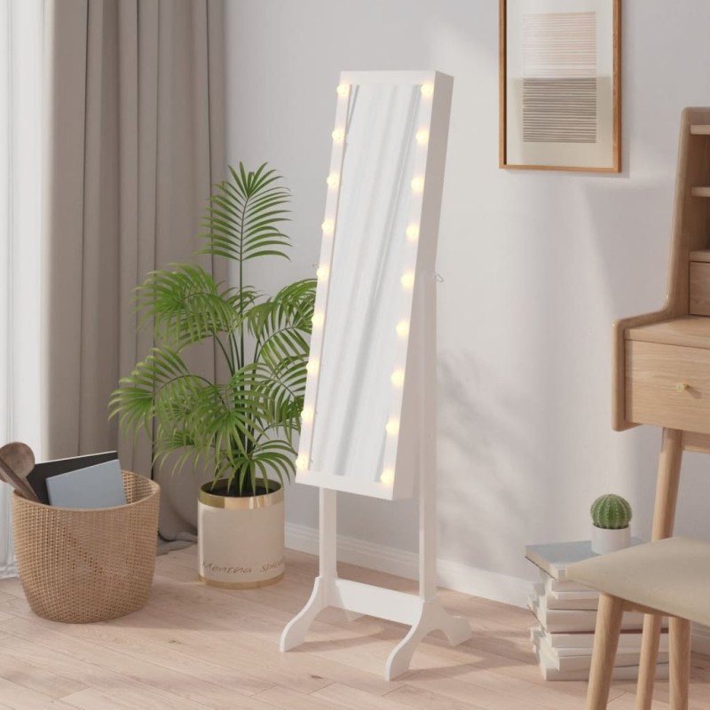 vidaXL Standspiegel mit LED Weiß 34x37x146 cm vidaXL Standspiegel mit LED Weiß 34x37x146 cm