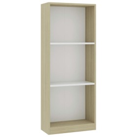 vidaXL Bücherregal 3 Fächer Weiß Sonoma-Eiche 40x24x108 Holzwerkstoff