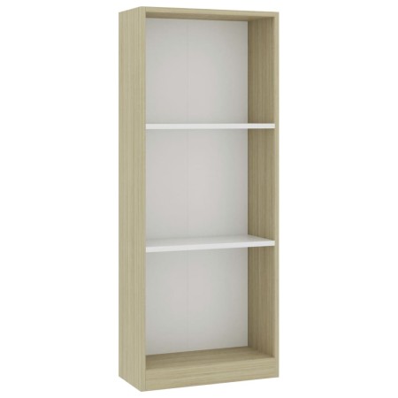 vidaXL Bücherregal 3 Fächer Weiß Sonoma-Eiche 40x24x108 Holzwerkstoff