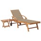 vidaXL Sonnenliege mit Tisch und Auflage Massivholz Teak vidaXL Sonnenliege mit Tisch und Auflage Massivholz Teak