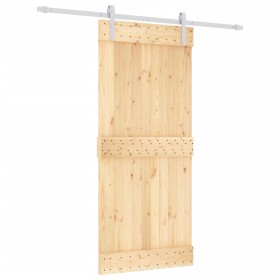vidaXL Schiebetür mit Beschlag 90x210 cm Massivholz Kiefer