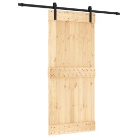 vidaXL Schiebetür mit Beschlag 90x210 cm Massivholz Kiefer