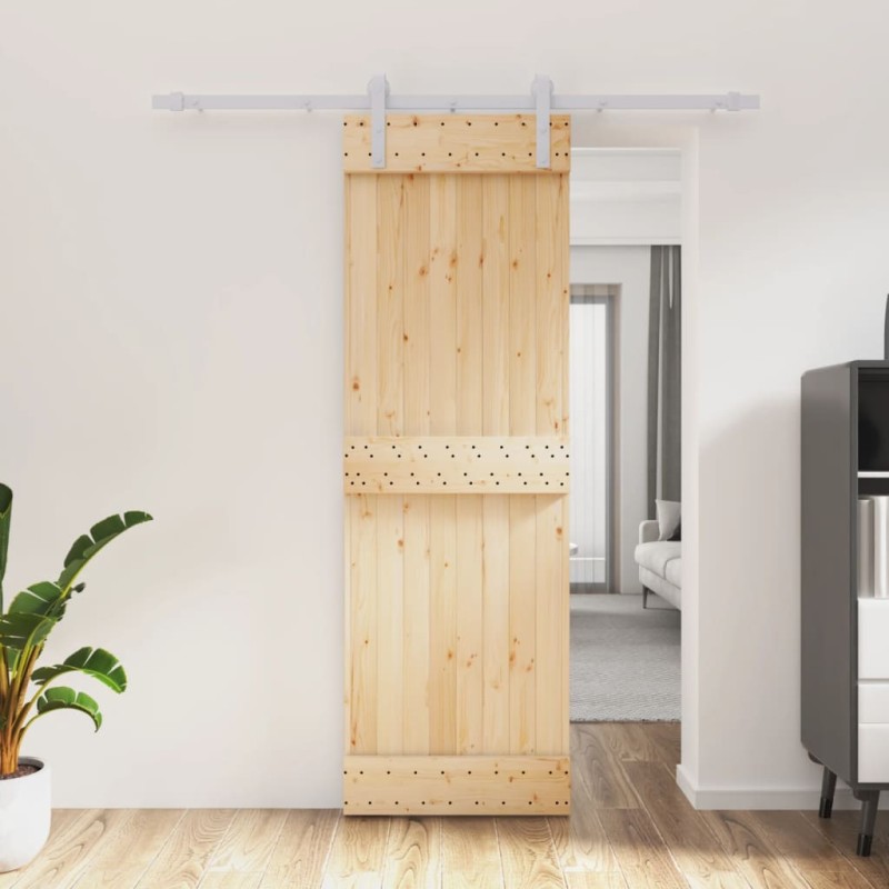 vidaXL Schiebetür mit Beschlag 70x210 cm Massivholz Kiefer vidaXL Schiebetür mit Beschlag 70x210 cm Massivholz Kiefer