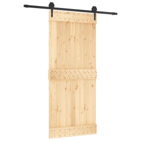 vidaXL Schiebetür mit Beschlag 90x210 cm Massivholz Kiefer