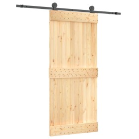 vidaXL Schiebetür mit Beschlag 90x210 cm Massivholz Kiefer