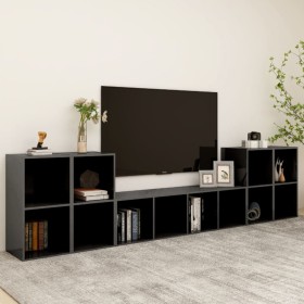 vidaXL 5-tlg. TV-Schrank-Set Hochglanz-Grau Holzwerkstoff
