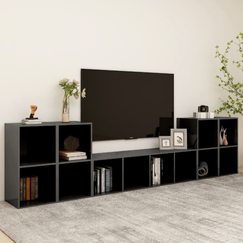 vidaXL 5-tlg. TV-Schrank-Set Hochglanz-Grau Holzwerkstoff vidaXL 5-tlg. TV-Schrank-Set Hochglanz-Grau Holzwerkstoff