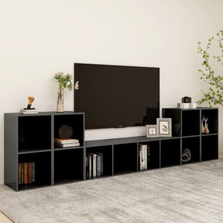 vidaXL 5-tlg. TV-Schrank-Set Hochglanz-Grau Holzwerkstoff