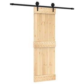 vidaXL Schiebetür mit Beschlag 70x210 cm Massivholz Kiefer